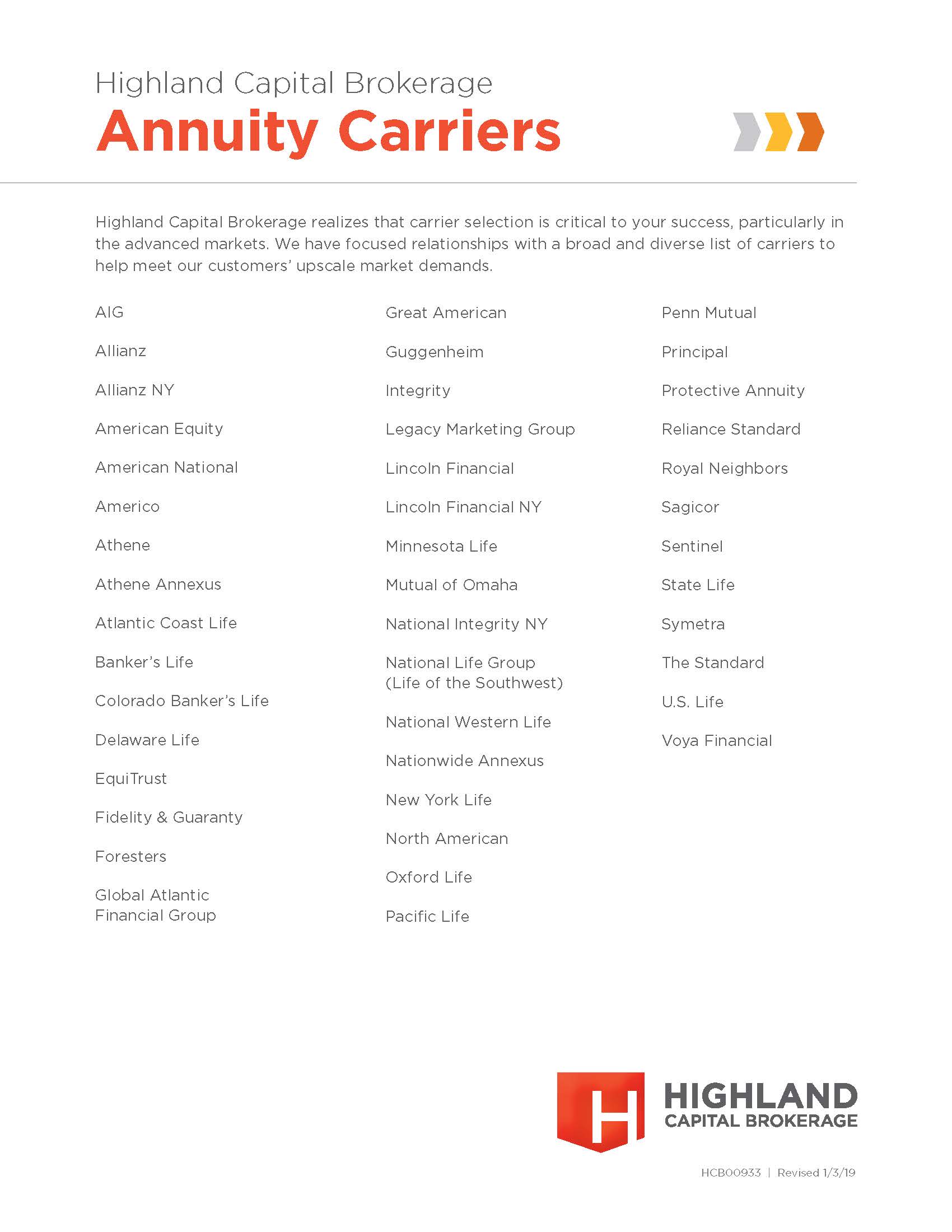 Carriers Listing